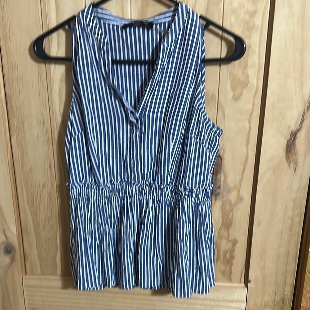 Ivanka Trump Blue and White Smocked Blouse